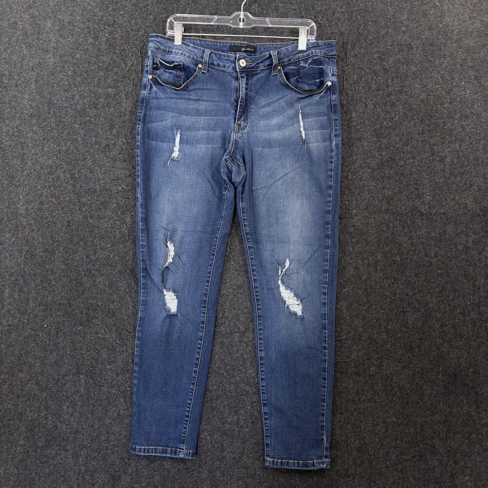 KanCan Jeans Women's XL Blue Medium Wash Distressed Skinny Stretch Denim